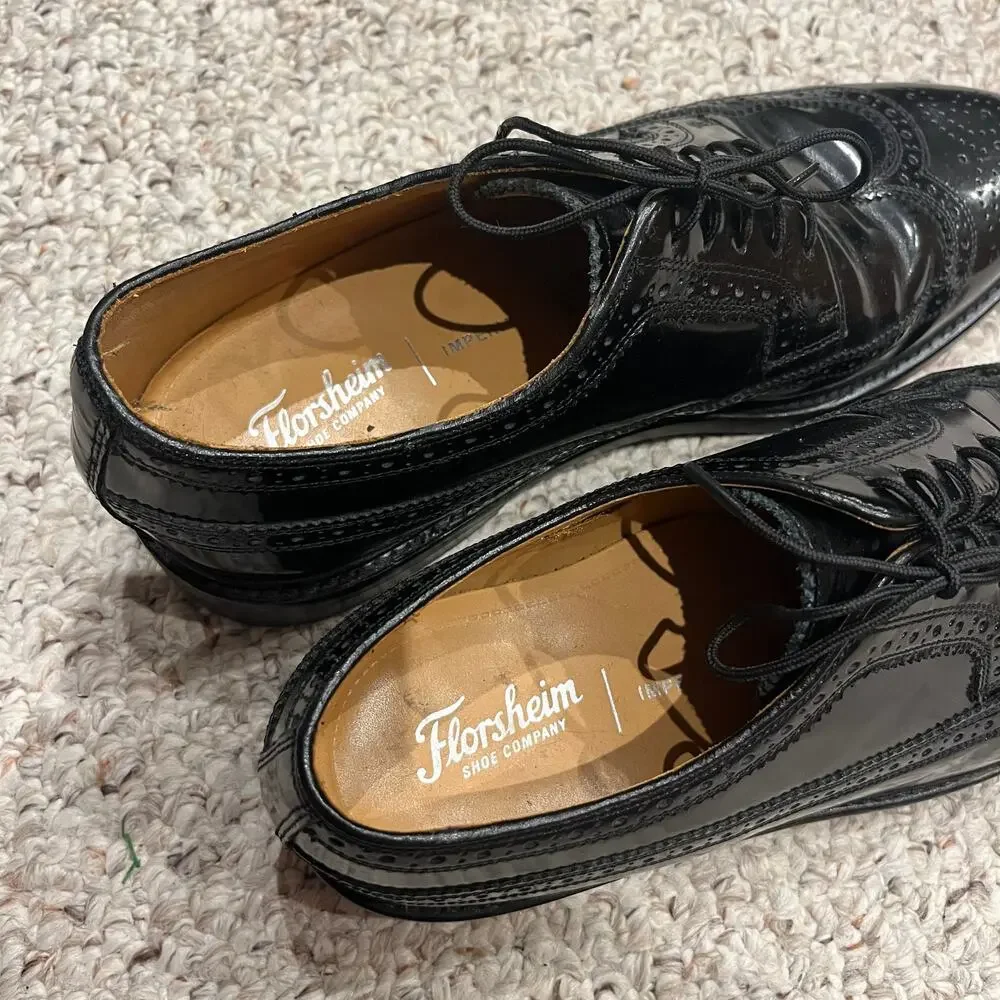 Florsheim Kenmoor Wingtip Oxford Shoes Mens 10.5 Black Classic Formal Casual